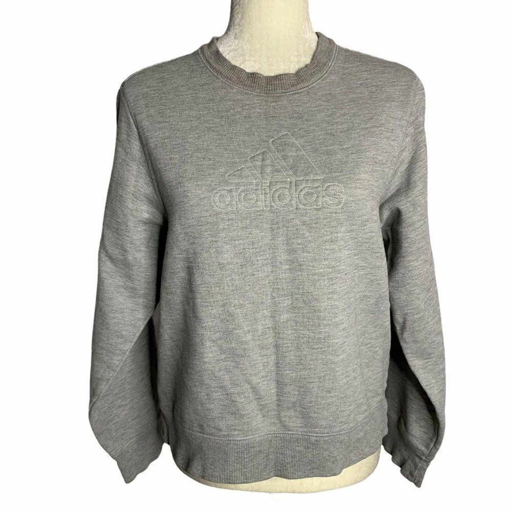 Vintage 90s Adidas Crewneck Sweatshirt M Grey Logo